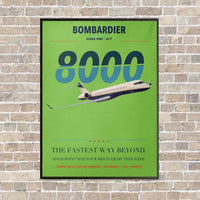 Thumbnail for Bombardier Global 8000 vertical canvas print - framed - light green background