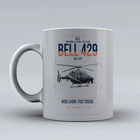 Thumbnail for Bell 429 design on light gray ceramic mug, double-side print