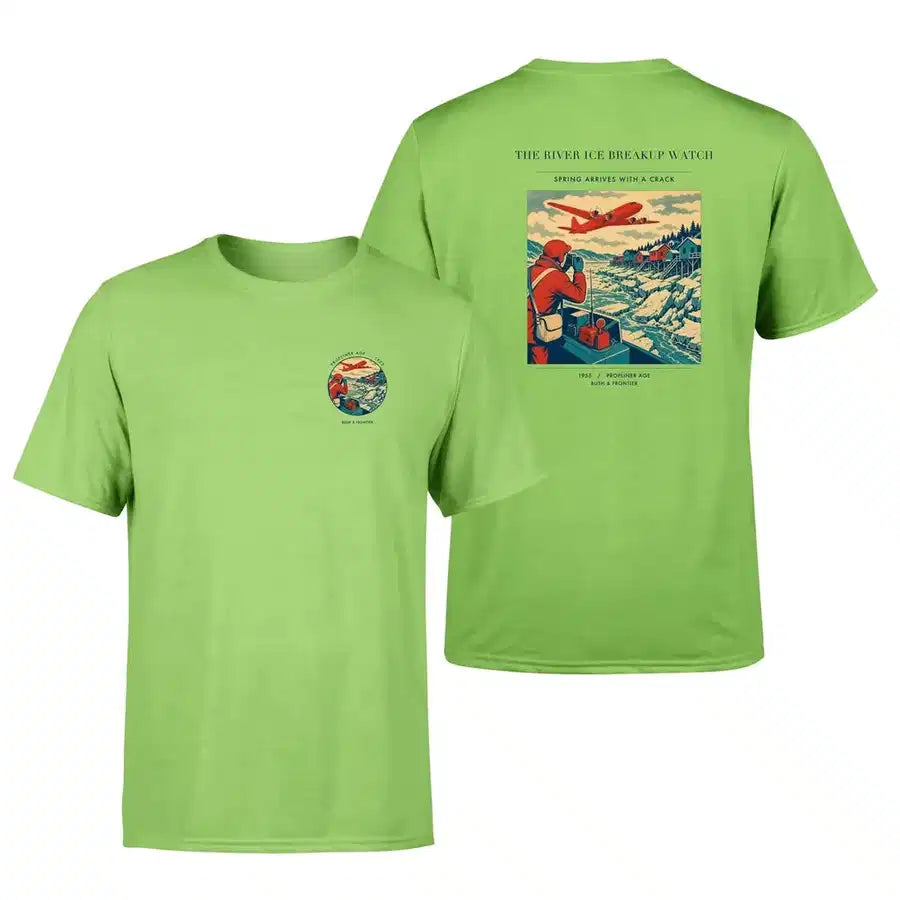 VINTAGE G4491 - The River Ice Breakup Watch - Double-Side T-Shirt design on lightgreen double side t shirt