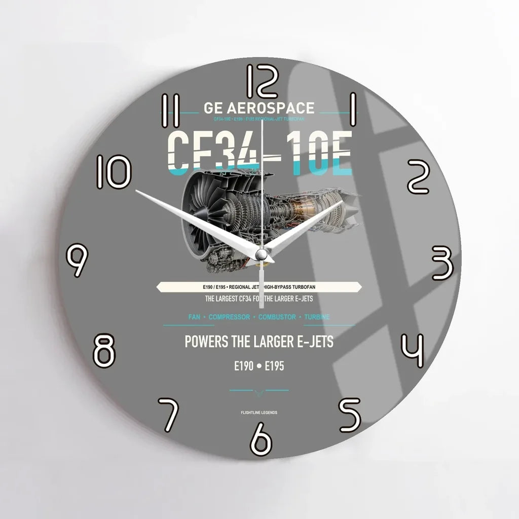 CF34-10E design on gray no frame wall clock
