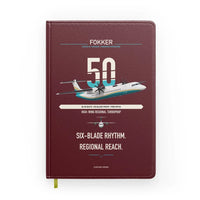 Thumbnail for Fokker 50 design on dark red notebook