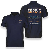 Thumbnail for SB2C-5 Helldiver design on navy blue double-side polo t-shirt, double-side print