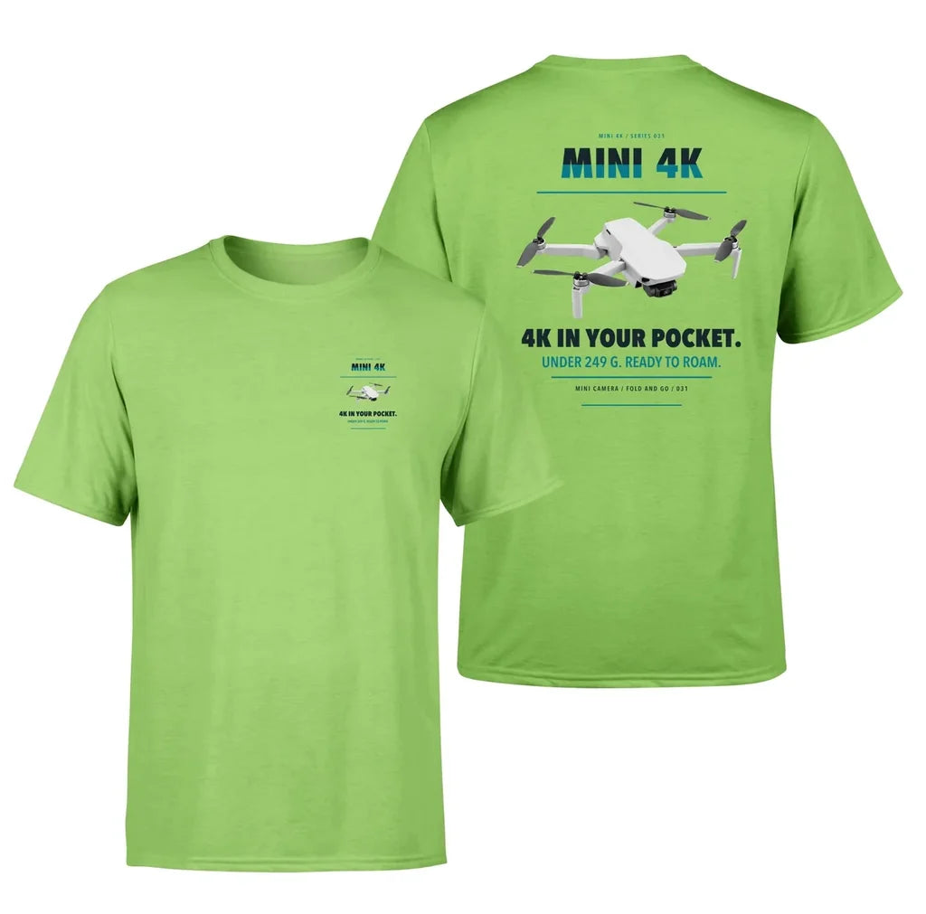 DJI Mini 4K design on light green t shirt