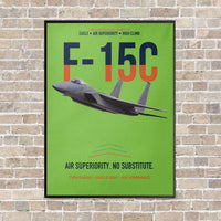 Thumbnail for F-15C Eagle Air Superiority No Substitute vertical canvas print - framed - light green background