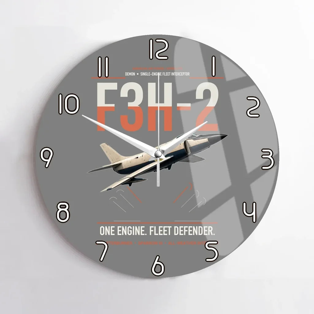 F3H-2 Demon design on gray no frame wall clock
