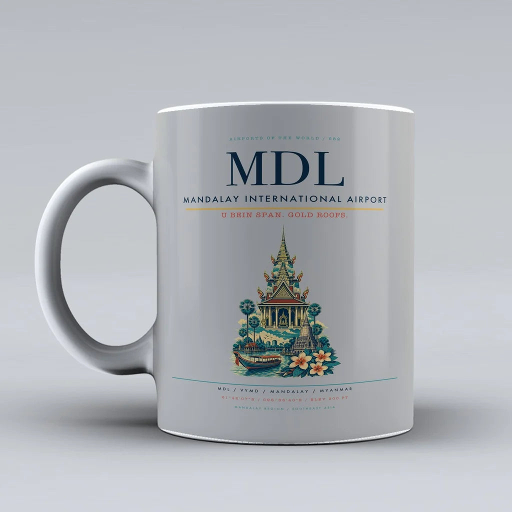 International Airport MDL Mug design on light gray mandalay