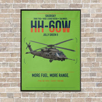 Thumbnail for Sikorsky HH-60W Jolly Green II vertical canvas print - framed - light green background