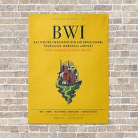 Thumbnail for Baltimore-Washington International Thurgood Marshall Airport BWI vertical canvas print - no frame - yellow background