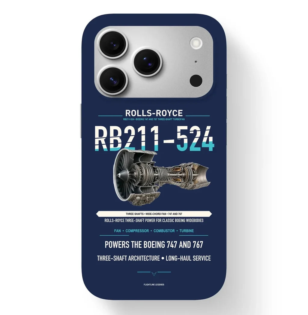RB211-524 Case design on navy blue iphone case