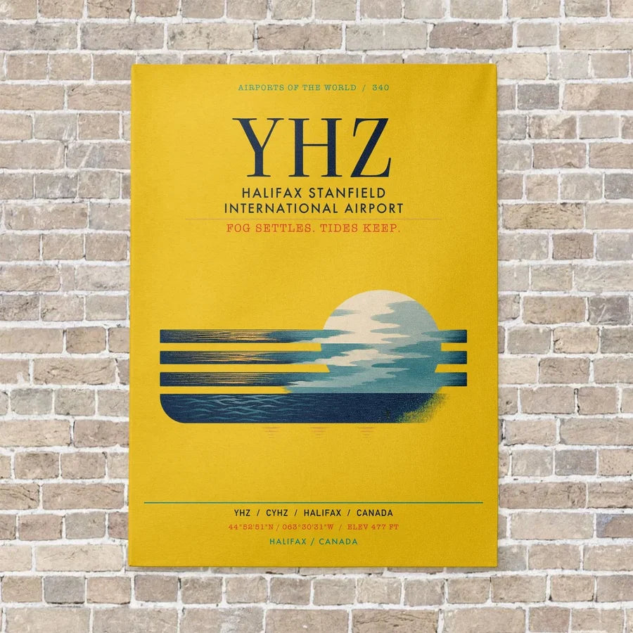 Halifax Stanfield International Airport YHZ vertical canvas print - no frame - yellow background