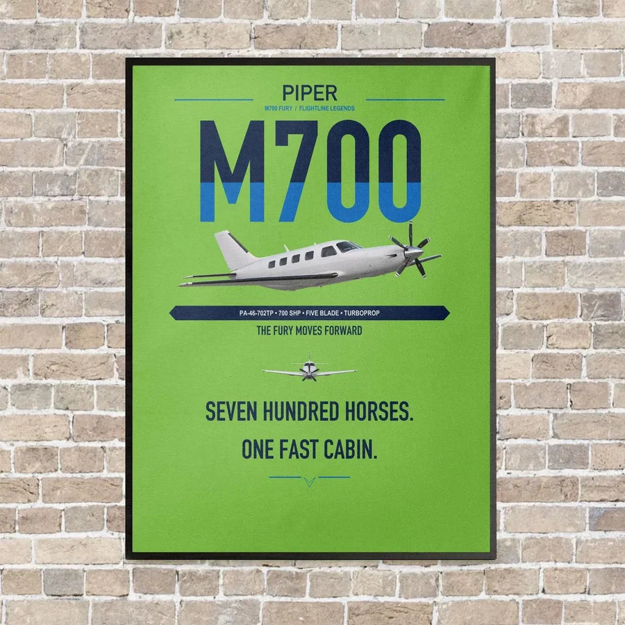 Piper M700 Fury vertical canvas print - framed - light green background