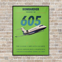 Thumbnail for Bombardier Challenger 605 vertical canvas print - framed - light green background