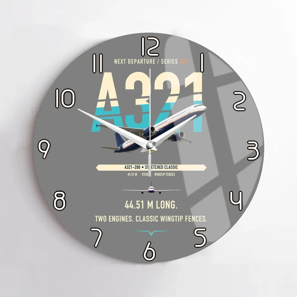 Airbus A321 design on gray no frame wall clock