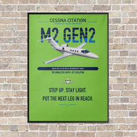 Thumbnail for Cessna Citation M2 Gen2 vertical canvas print - framed - light green background