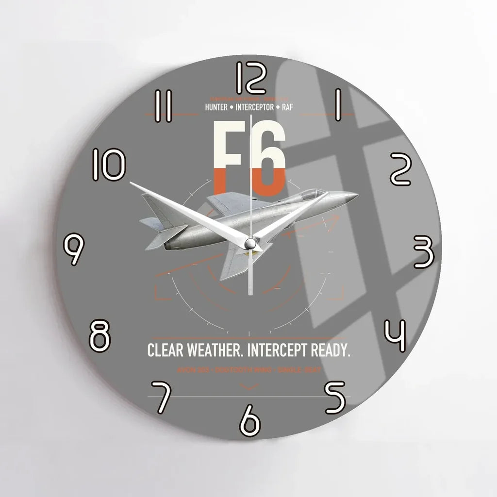 Hawker Hunter F6 design on gray no frame wall clock