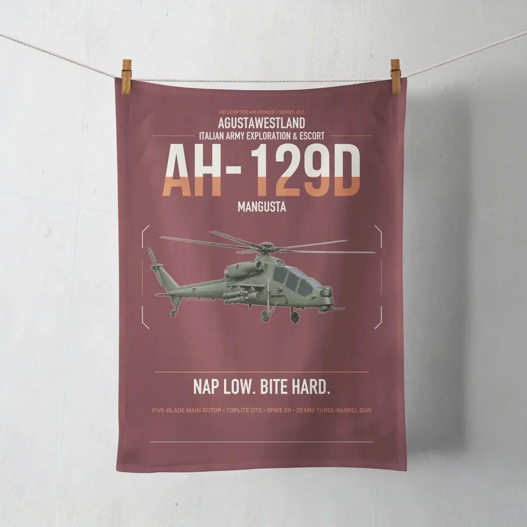 AgustaWestland AH-129D Mangusta design on dark red towel