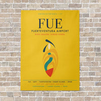 Thumbnail for Fuerteventura Airport FUE vertical canvas print - no frame - yellow background