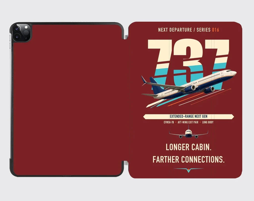 Boeing 737-900ER design on dark red ipad tablet case