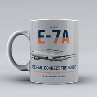 Thumbnail for E-7A Wedgetail design on light gray ceramic mug, double-side print