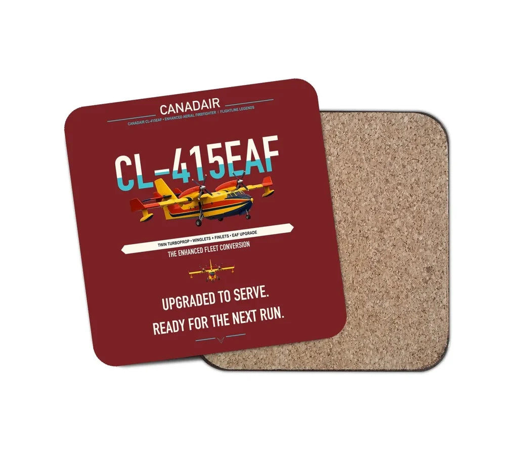 Canadair CL-415EAF design on dark red 1 piece coaster
