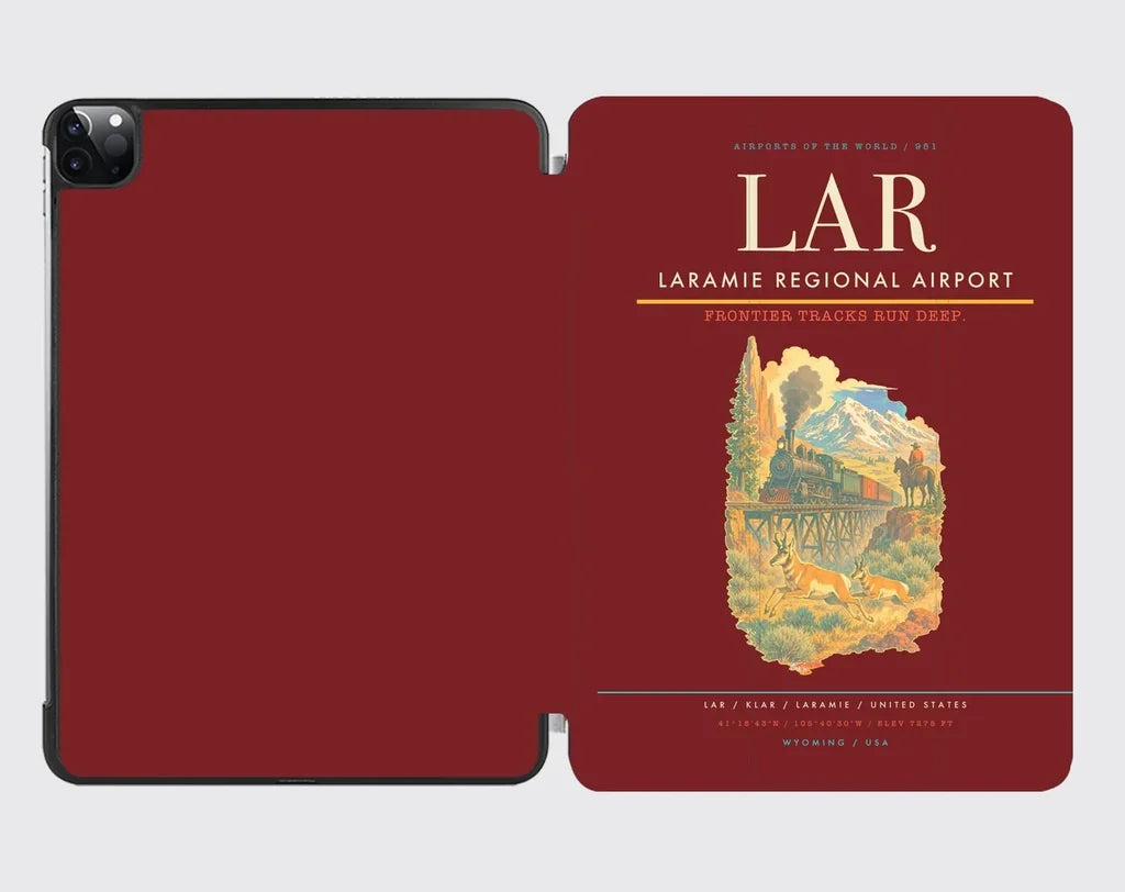 Laramie Regional Airport (LAR) design on dark red ipad tablet case