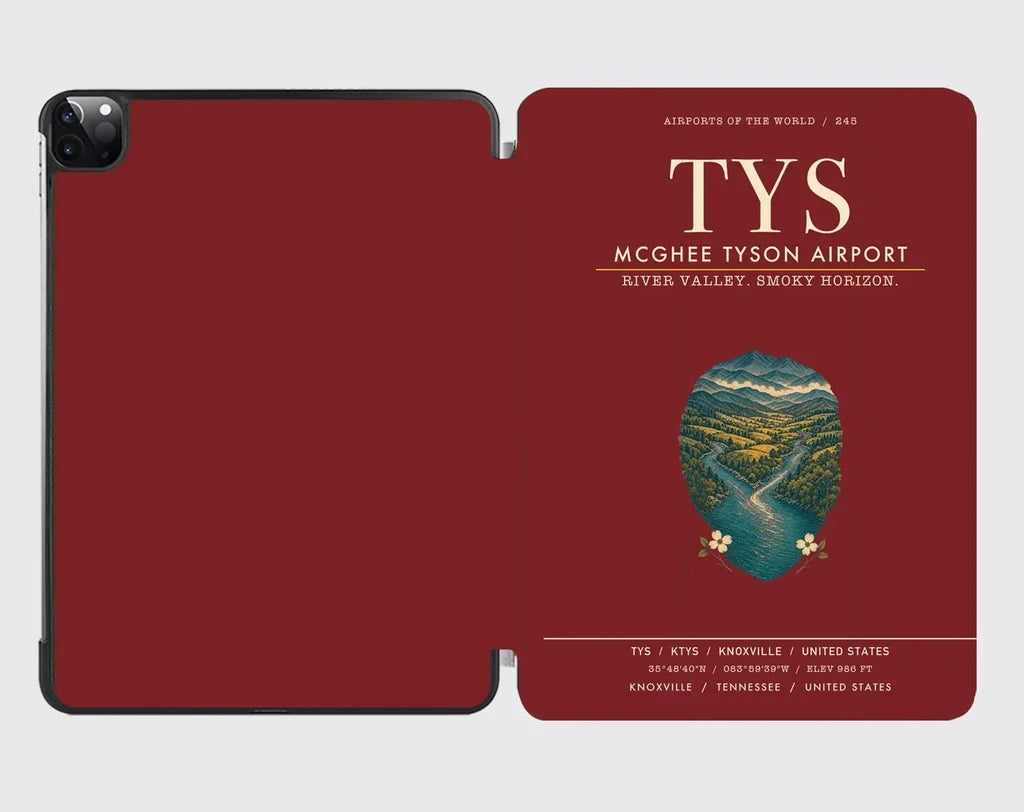 McGhee Tyson Airport Knoxville (TYS) design on dark red ipad tablet case