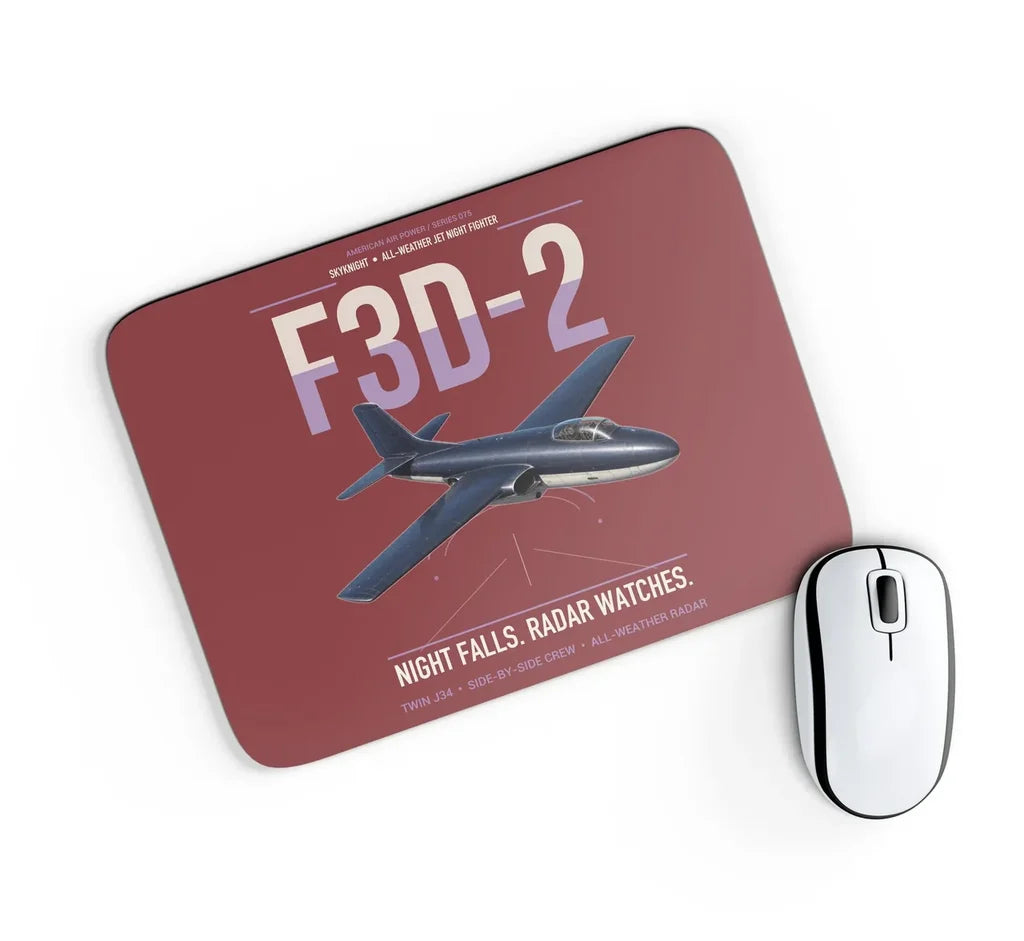 F3D-2 Skyknight design on dark red rectangle mouse pad