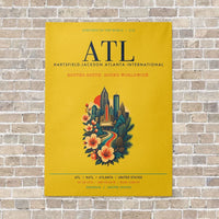 Thumbnail for Hartsfield-Jackson Atlanta International Airport ATL vertical canvas print - no frame - yellow background