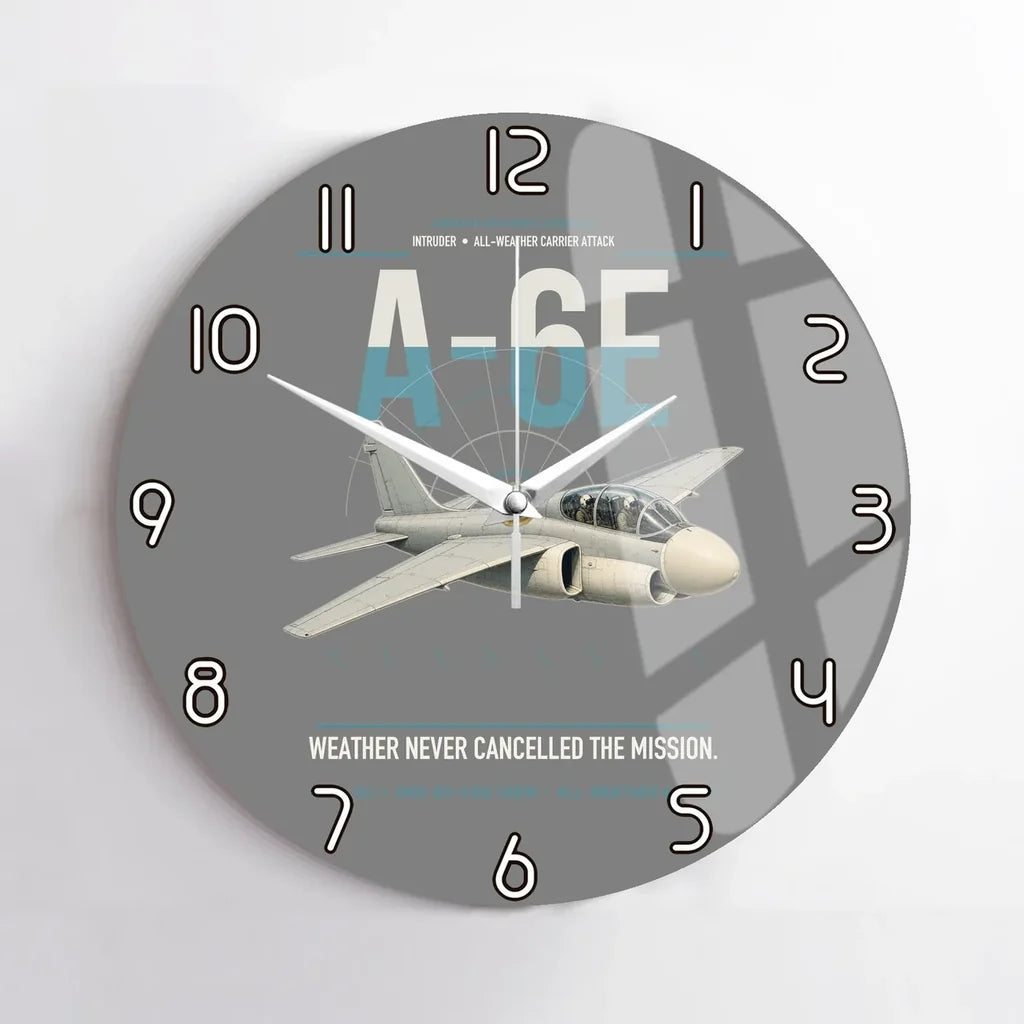 A-6E Intruder design on gray no frame wall clock