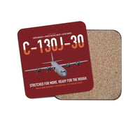 Thumbnail for C-130J-30 Super Hercules design on dark red 1 piece coaster