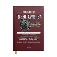 Thumbnail for TRENT XWB-84 design on dark red notebook