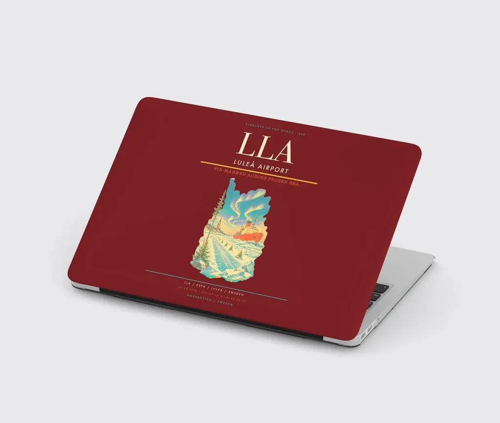 Luleå Airport (LLA) design on dark red MacBook case