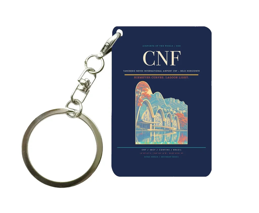 Tancredo Neves International Airport CNF — Belo Horizonte Key Chain design on navy blue key chain