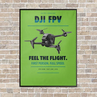 Thumbnail for DJI FPV vertical canvas print - framed - light green background