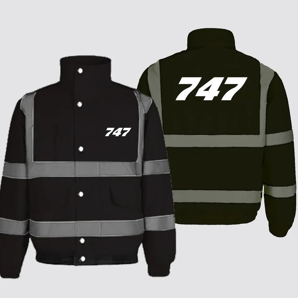 747 Flat Text Designed Reflective Winter Jackets - view 12