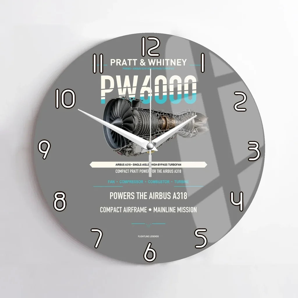 PW6000 design on gray no frame wall clock