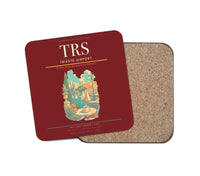 Thumbnail for Trieste Airport (TRS) design on dark red 1 piece coaster