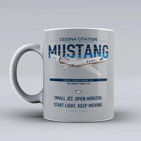 Thumbnail for Cessna Citation Mustang design on light gray ceramic mug, double-side print