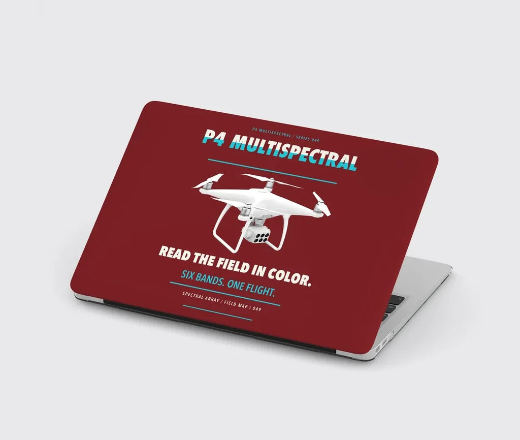 DJI P4 Multispectral design on dark red MacBook case