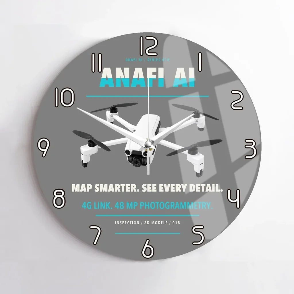 Parrot ANAFI Ai design on gray no frame wall clock