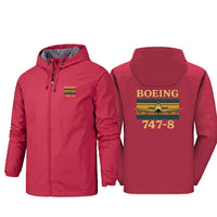 Thumbnail for Retro Boeign 747-8 Designed Rain Jackets & Windbreakers - view 12