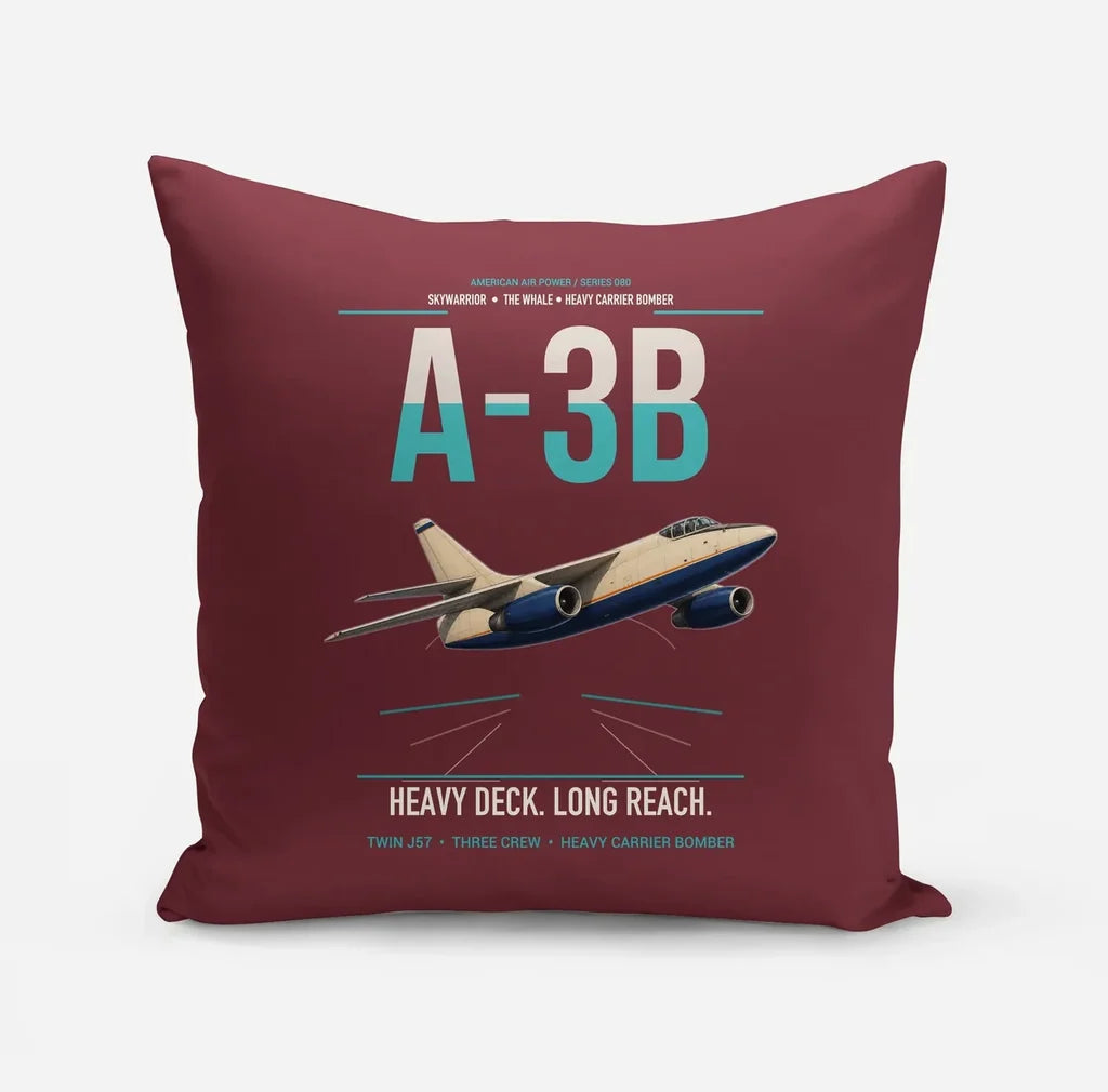 A-3B Skywarrior design on dark red pillow