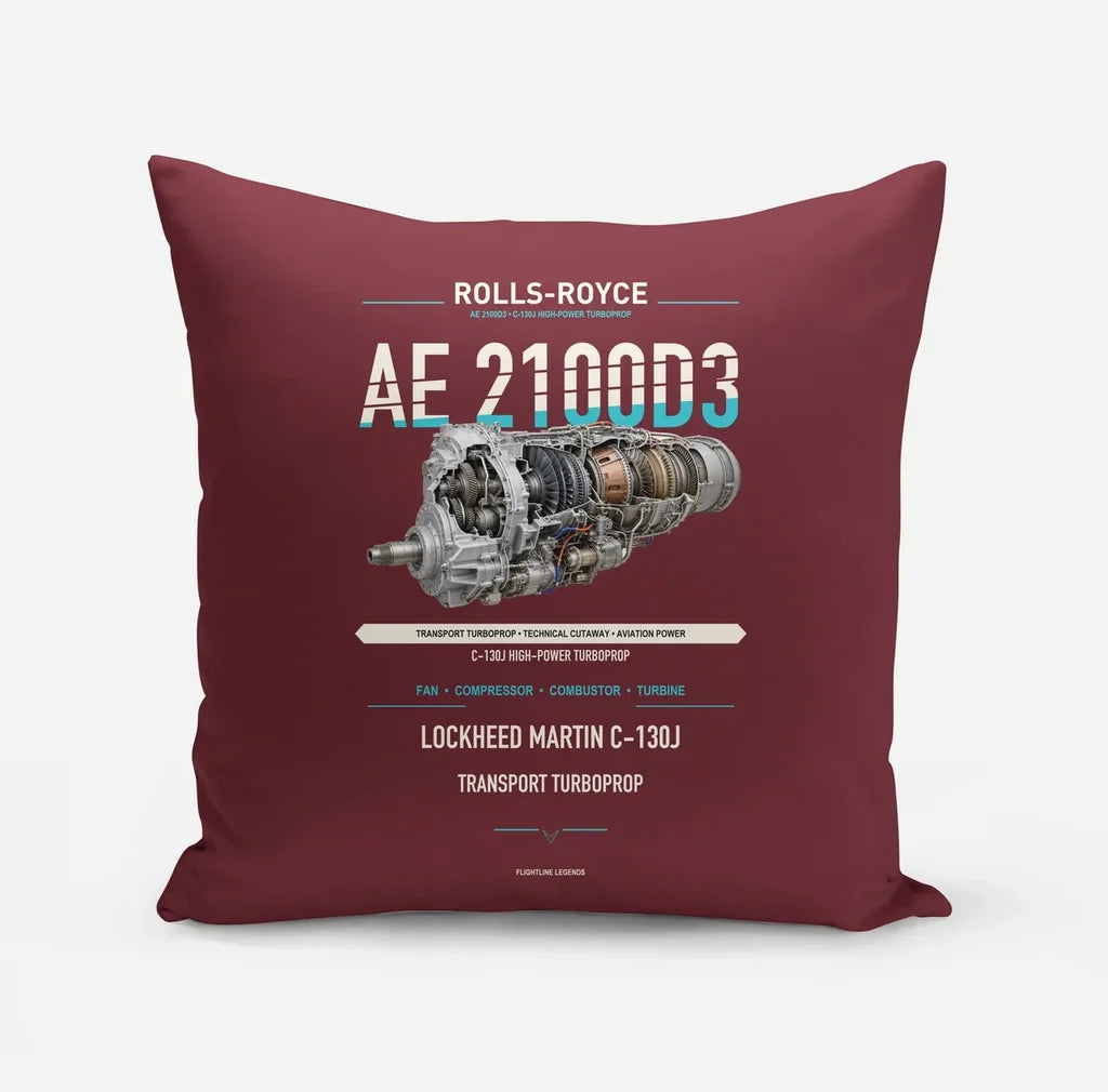 AE 2100D3 design on dark red pillow