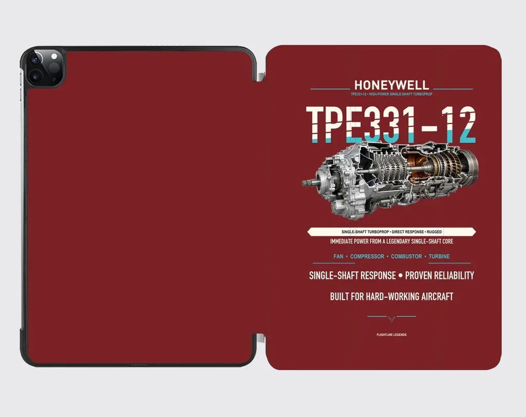 TPE331-12 design on dark red ipad tablet case