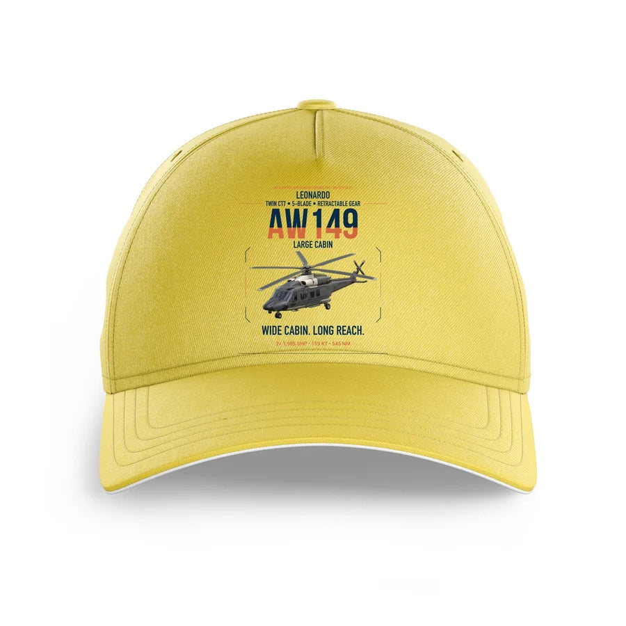 Leonardo AW149 design on yellow printed hat