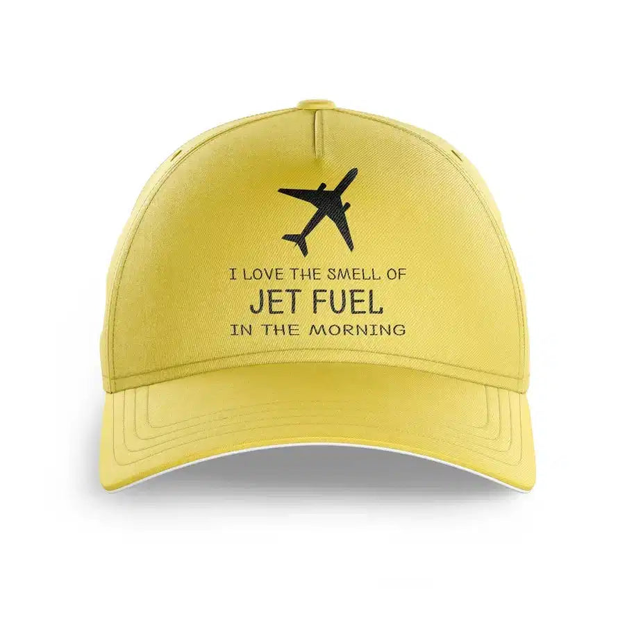 I Love The Smell Of Jet Fuel In The Morning printed hat - yellow