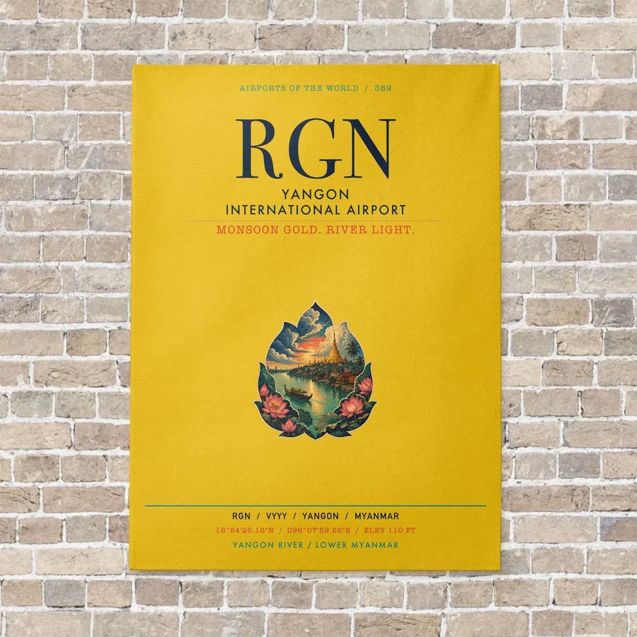 Yangon International Airport RGN vertical canvas print - no frame - yellow background