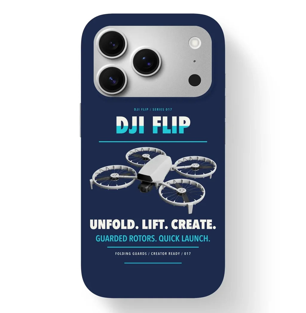 DJI Flip Case design on navy blue iphone case