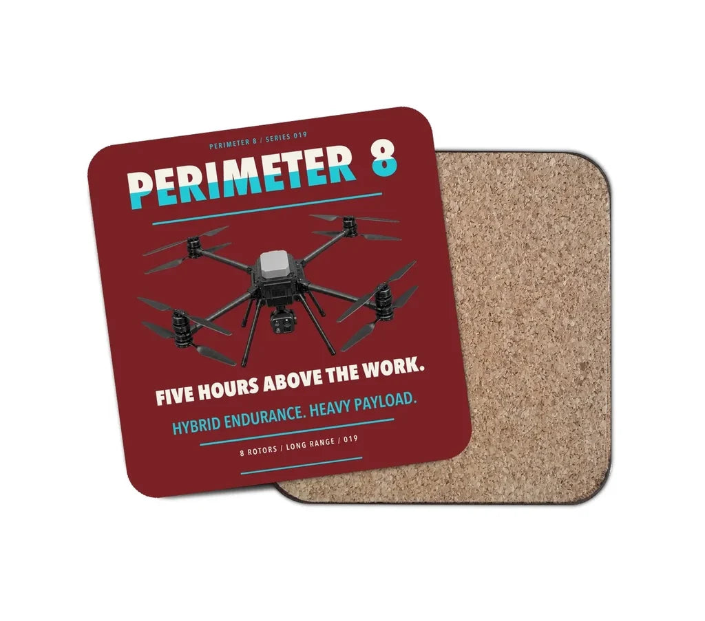 Skyfront Perimeter 8 design on dark red 1 piece coaster