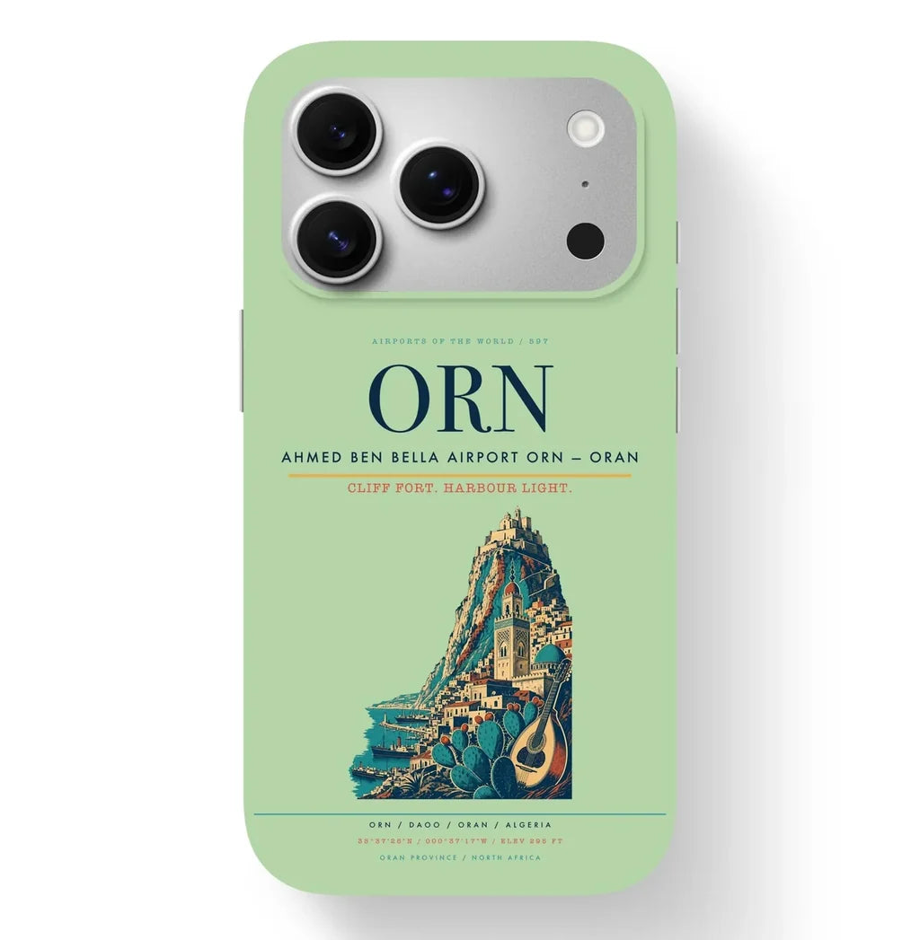 Oran Airport (ORN) design on light green iPhone 17 Pro MagSafe case